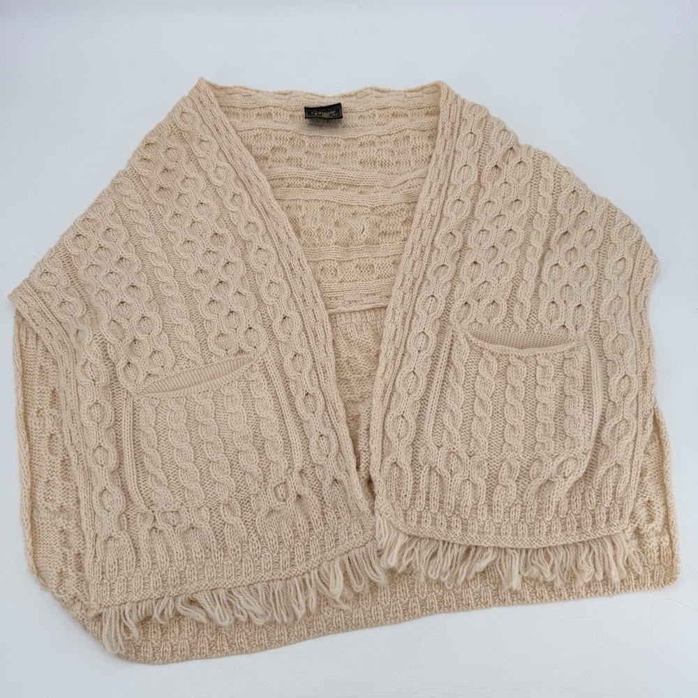 Carriag Donn Ireland Merino Wool Shawl Fisherman Cable Sweater - Picture 2 of 4